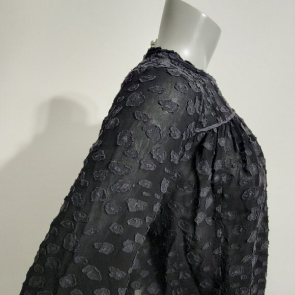 Aritzia X Wilfred Black Lourdes Collared Long Sleeve Sheered Blouse Size S - Picture 5 of 13